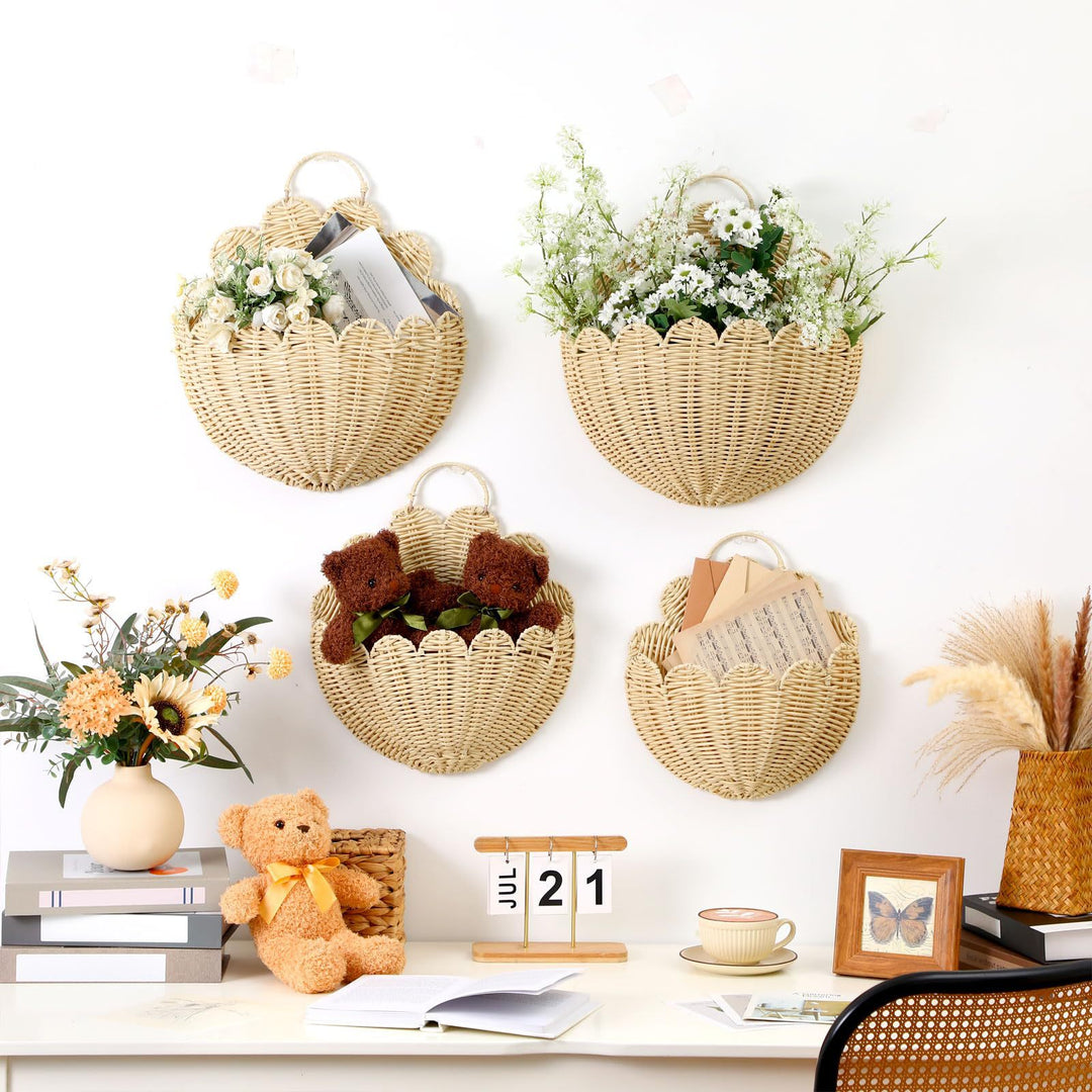 Handwoven wall basket with wave pattern Kalsten