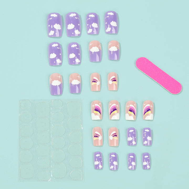 Creative Nail Art Set with colorful rainbow and cloud designs Kalsten