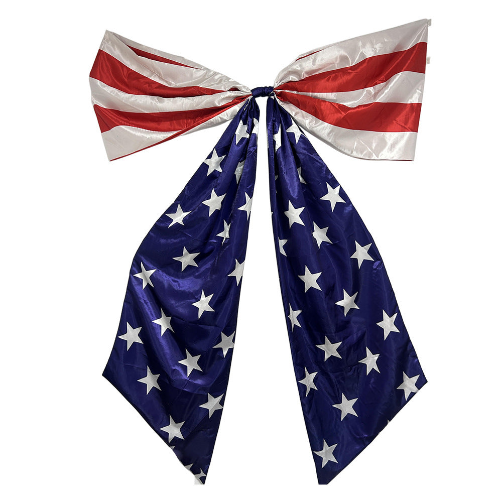 Independence Day oversized patriotic door bow and cascading porch flag swag Kalsten
