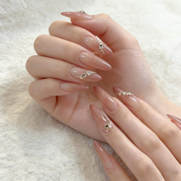 Artistic Press-On Nail Set with Unique Bow and Heart Accents Kalsten
