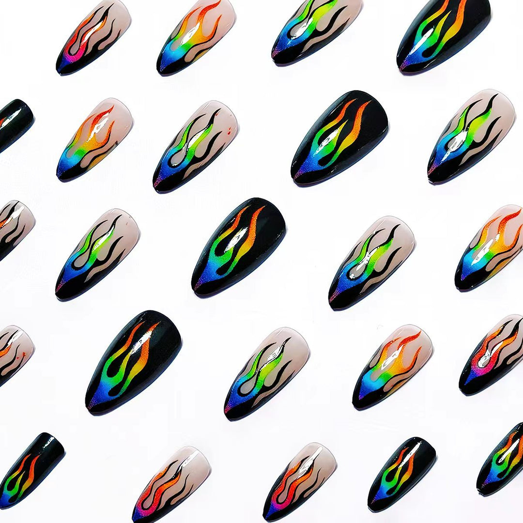 Creative Art Nails with Eye-Catching Flame Design Kalsten