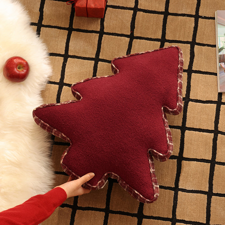 Christmas tree decorative pillow made of plush with decorative piping Kalsten