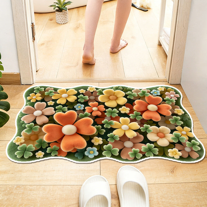 Floral Patterned Soft Bath Mat
