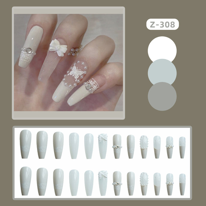 Elegant Decorative Press-On Nail Art Set with Butterfly Accents