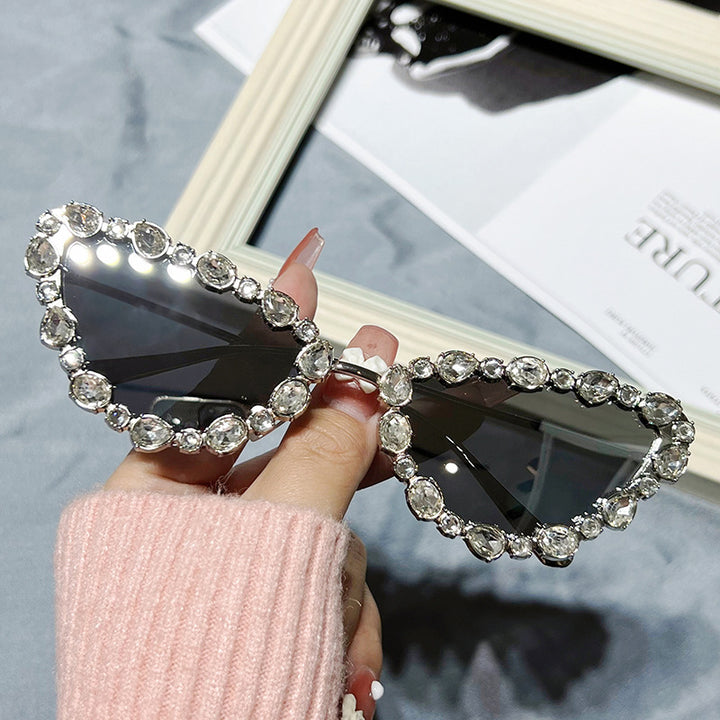 Heart-Shaped Rhinestone-Embellished Sunglasses Kalsten