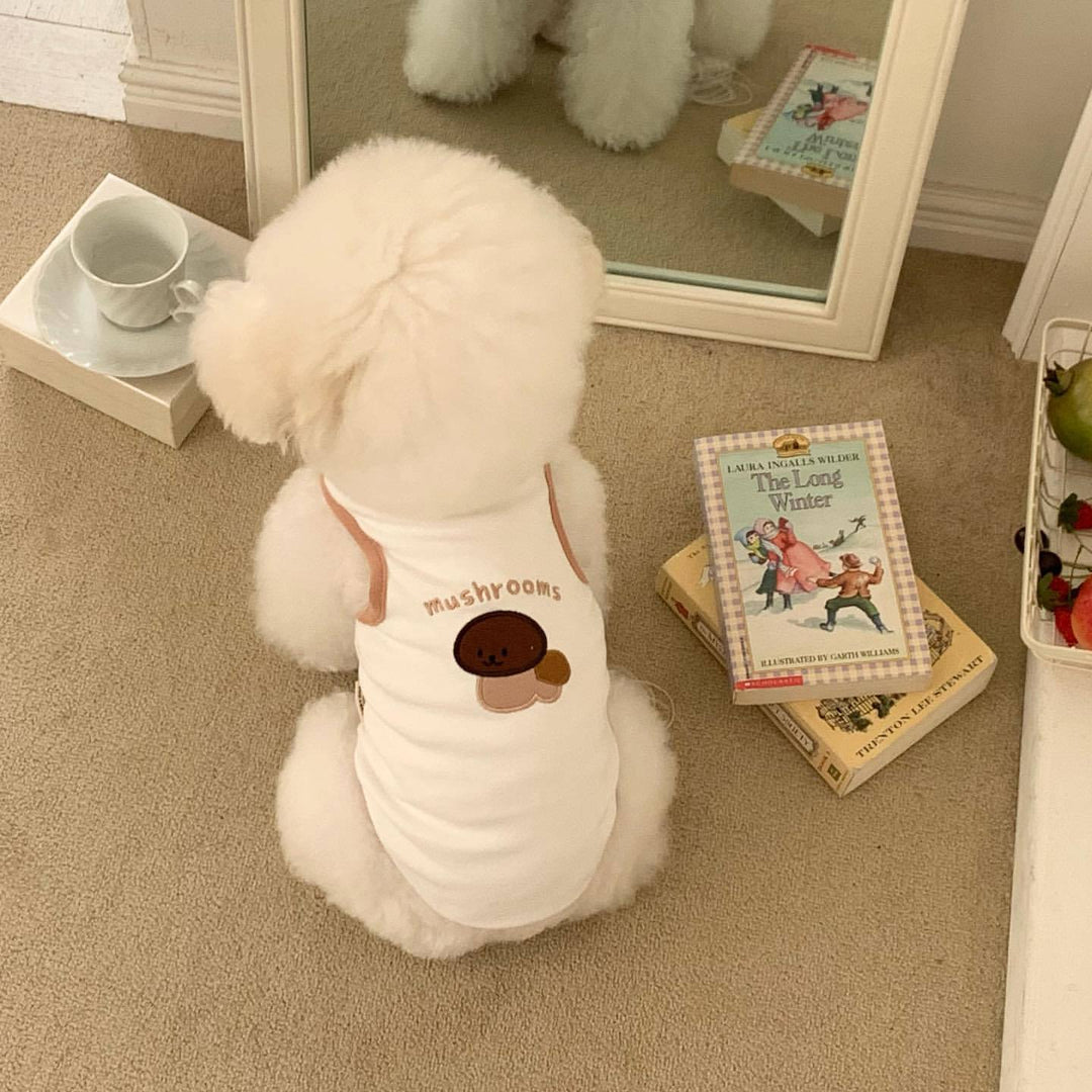 Cotton Stretch Pet Tank Top with Mushroom Applique