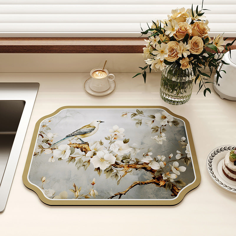Vintage Floral Design Kitchen Mat