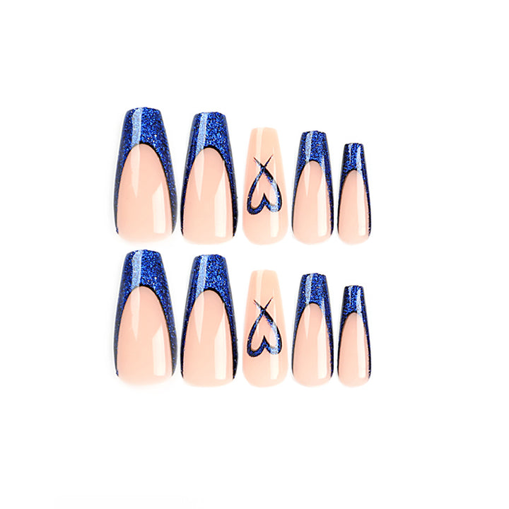 Artificial nails with glitter accents and unique heart design Kalsten