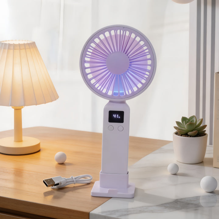 Ladies portable USB fan with digital speed display and ergonomic design Kalsten