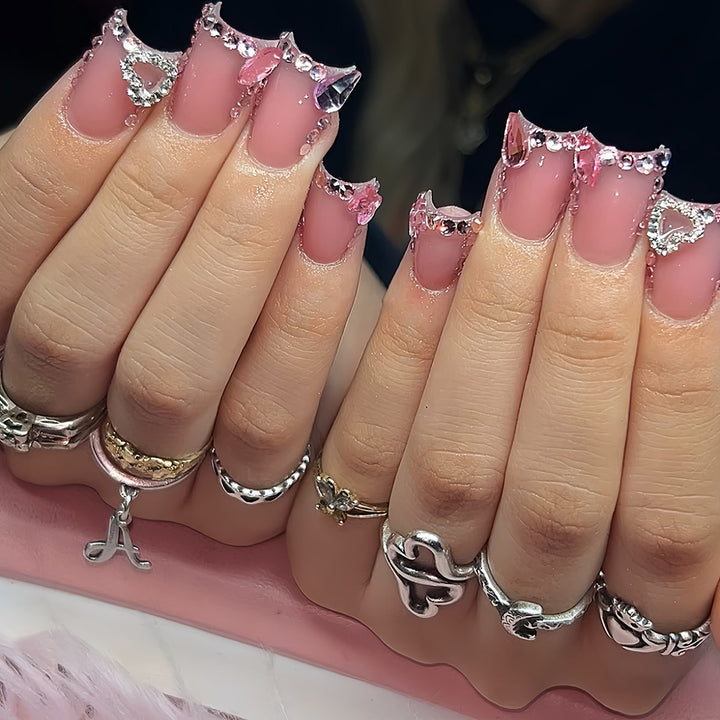 Decorative Rhinestone-Accent Press-On Nails Kalsten