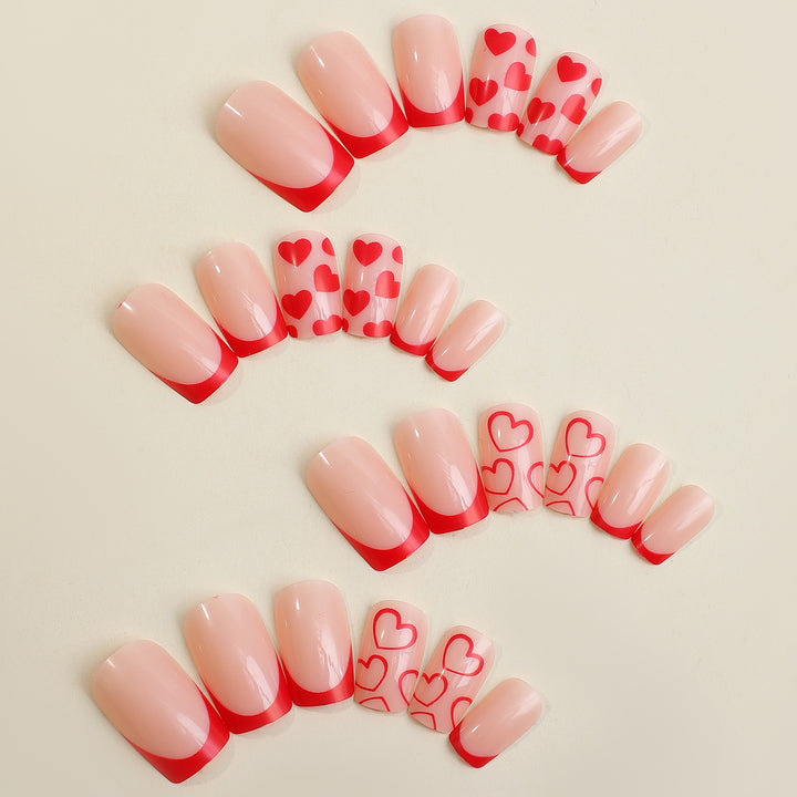 Creative Heart-Themed Press-On Nail Design kalsten