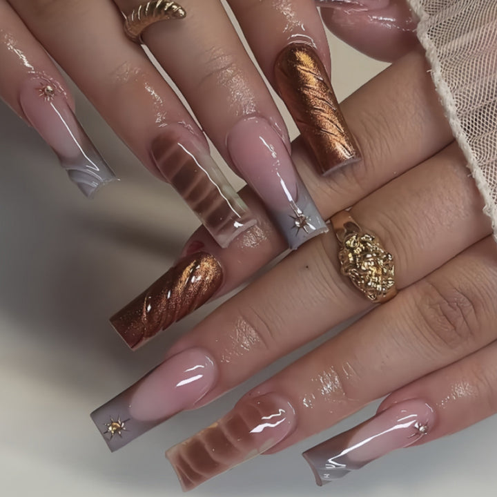Artistic Long Press-On Nail Extensions Kalsten