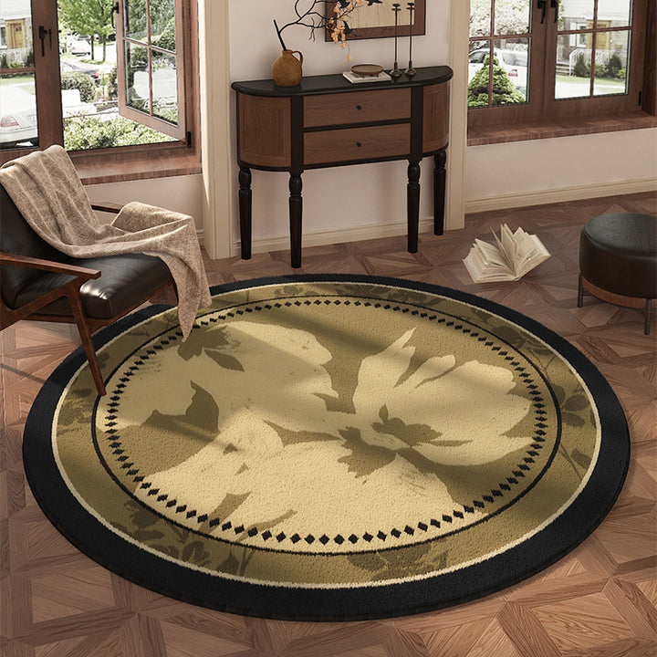 Round Floral Design Area Rug