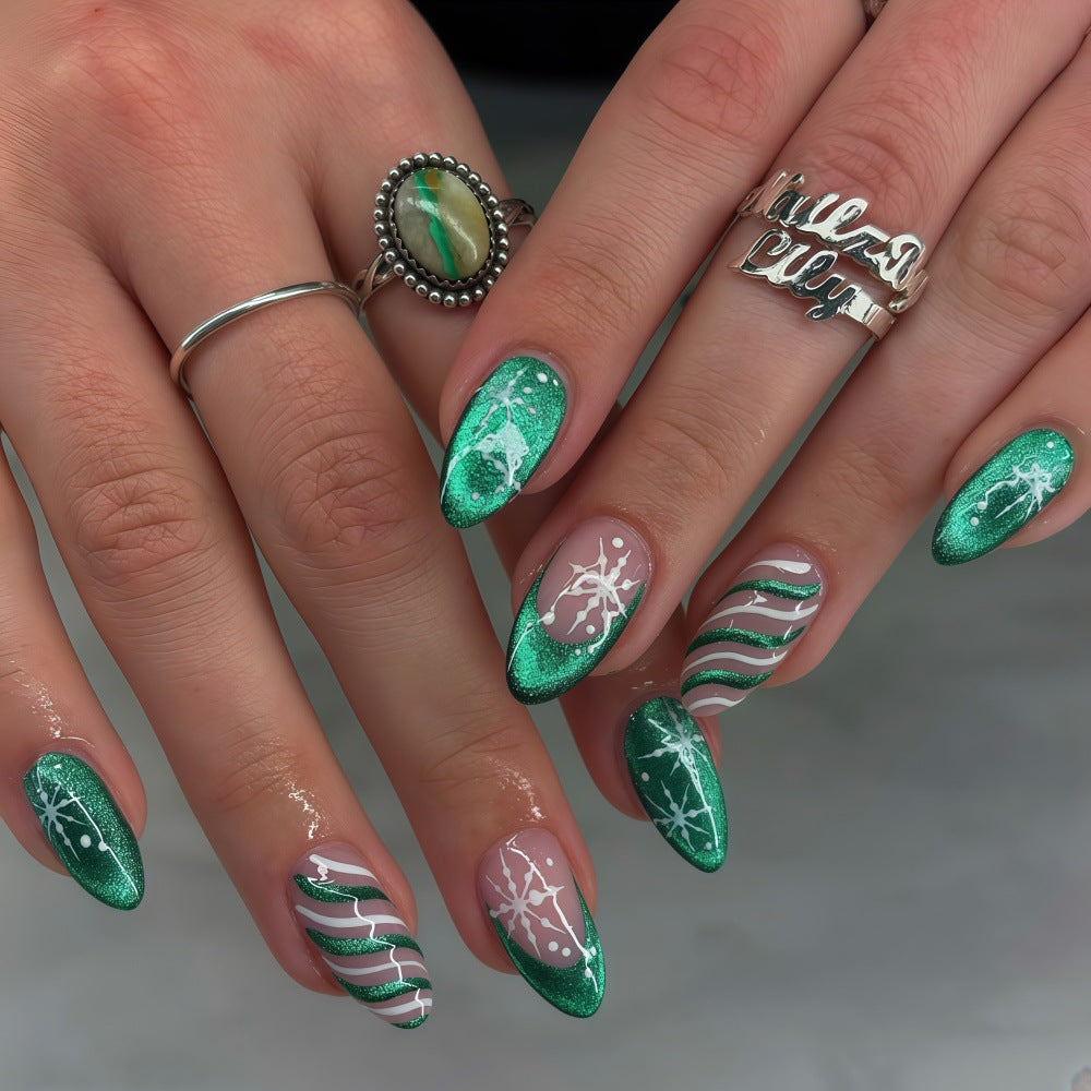 Artificial Nail Set with Elegant Christmas Design Kalsten