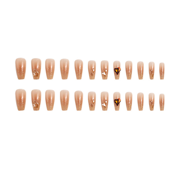 Artificial nail set with glitter and heart accents Kalsten