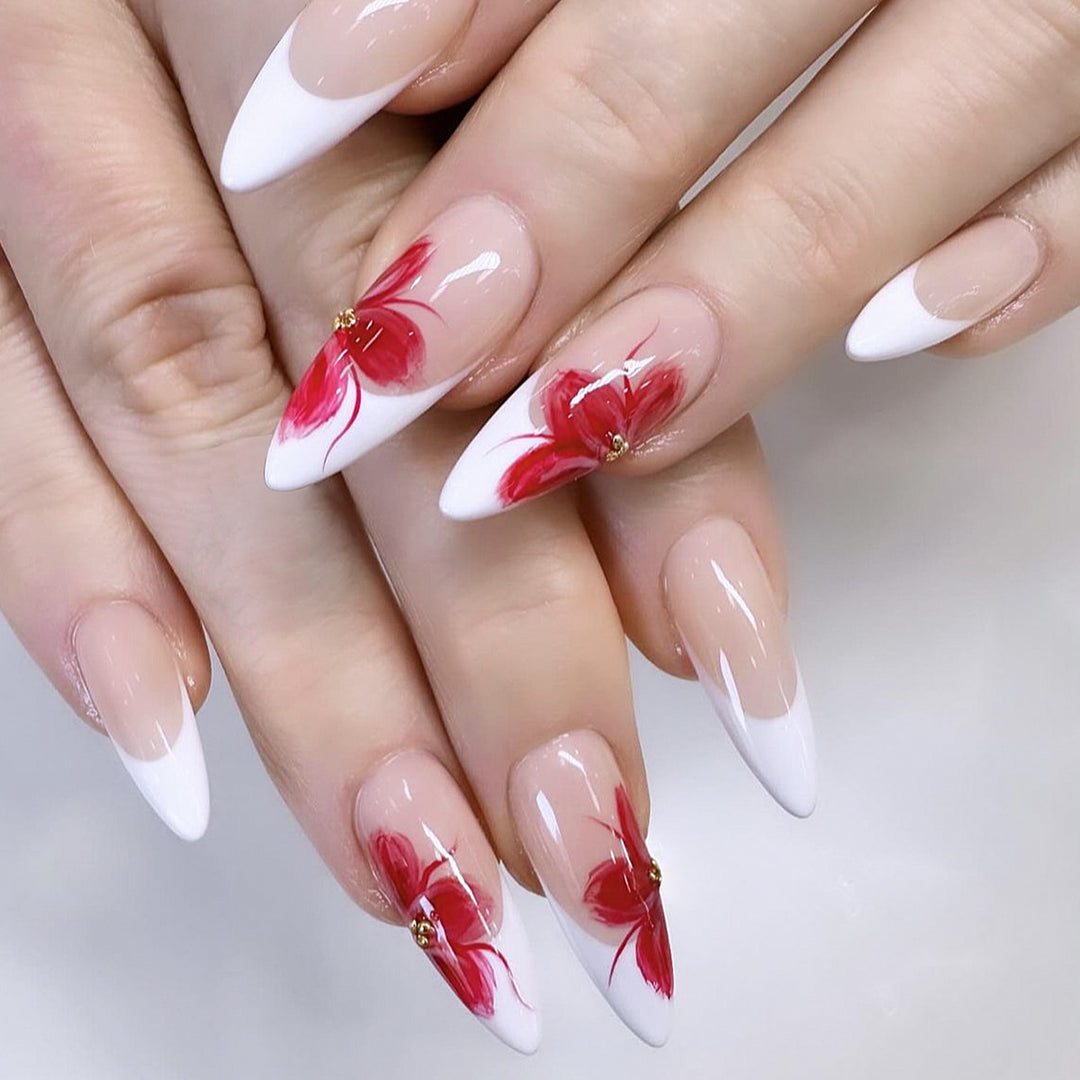Elegant Floral Stiletto Nail Extensions Kalsten