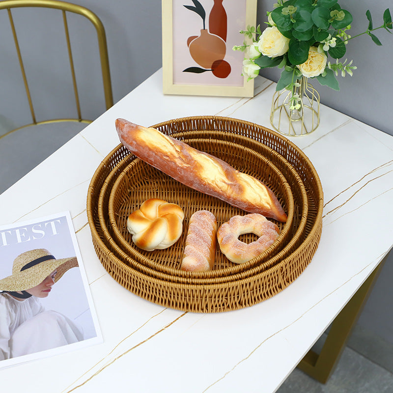 Round Artisan Woven Serving Tray Kalsten