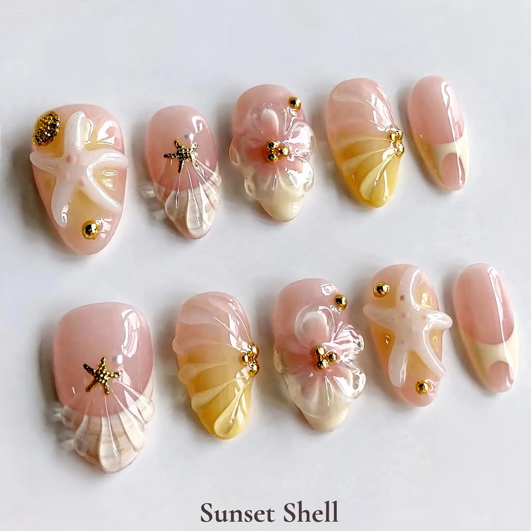 Creative Sunset Shell Press-On Nail Art Set Kalsten