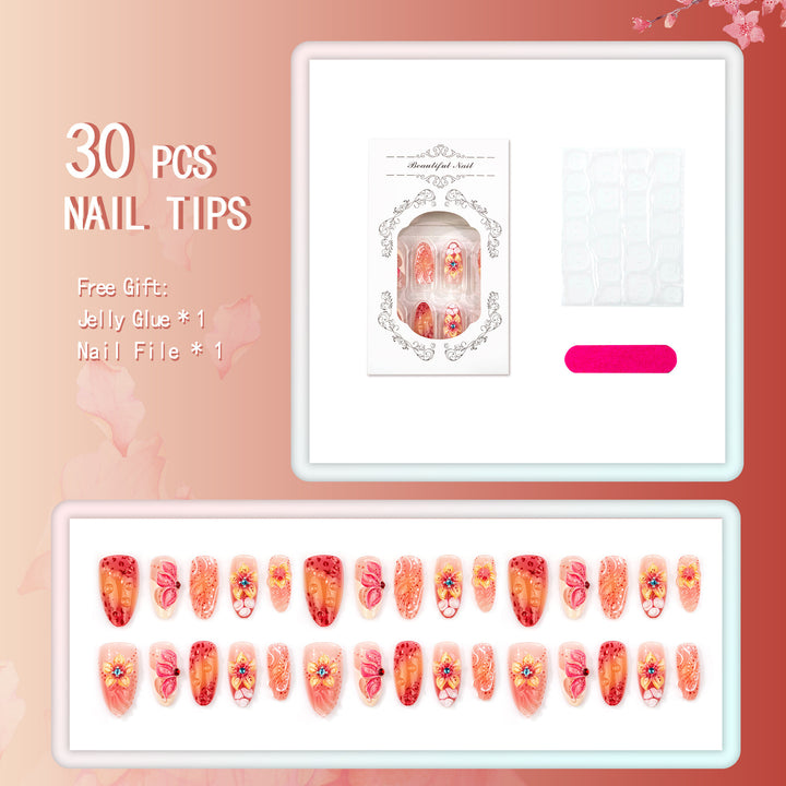 Floral Decorative Press-On Nail Art