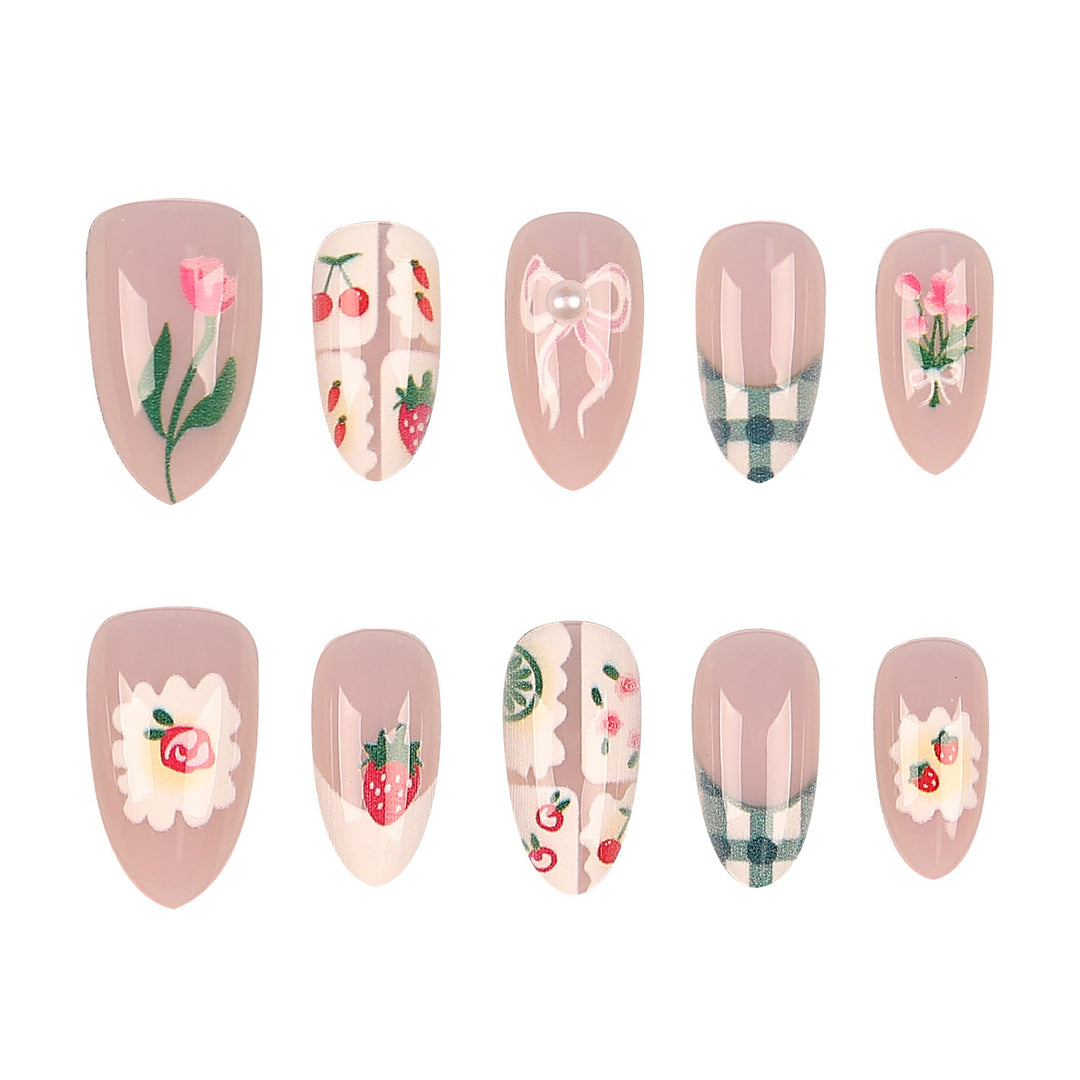 Floral Print Press-On Nail Art Set