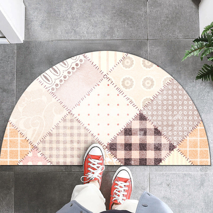 Geometric Patterned Half-Round Area Mat