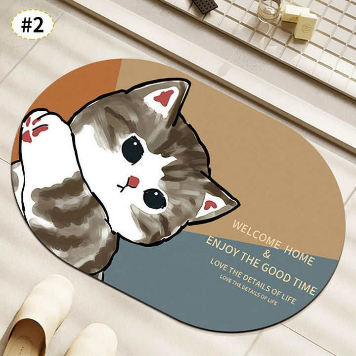 Cute Cat-Themed Plush Bath Mat