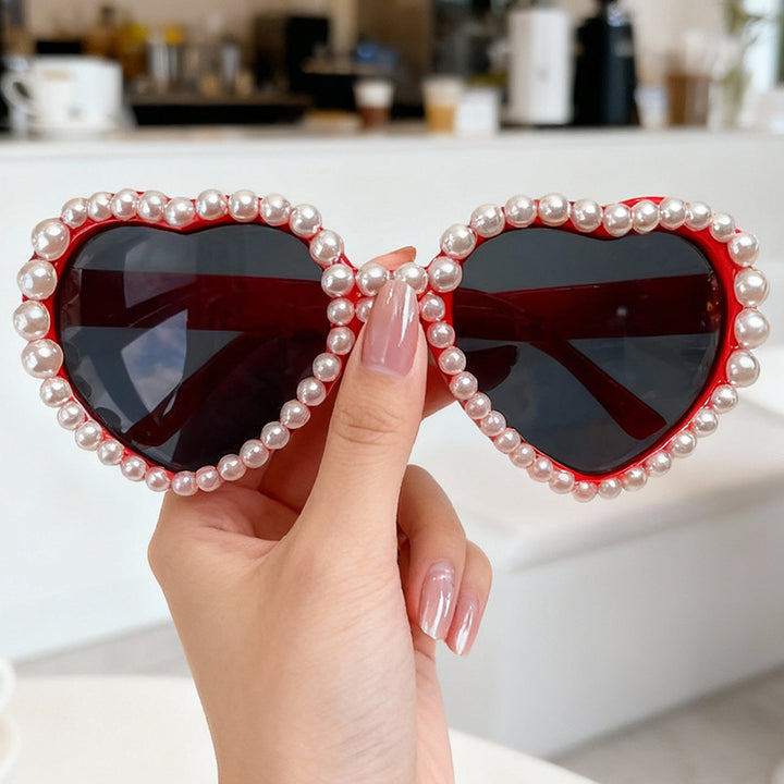 Heart-Shaped Rhinestone-Embellished Sunglasses Kalsten