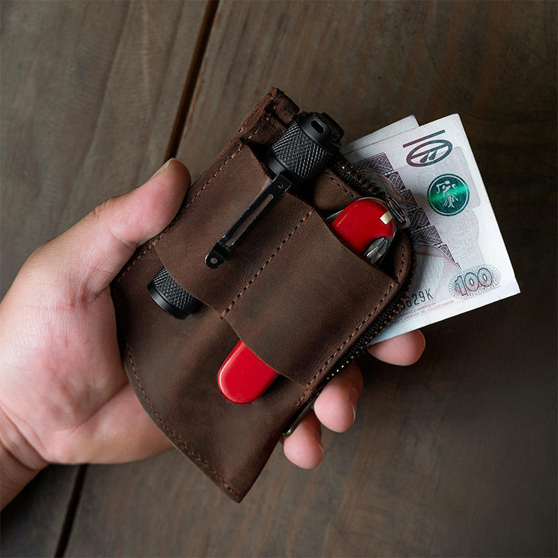 Compact Zippered Leather Cardholder Wallet Kalsten