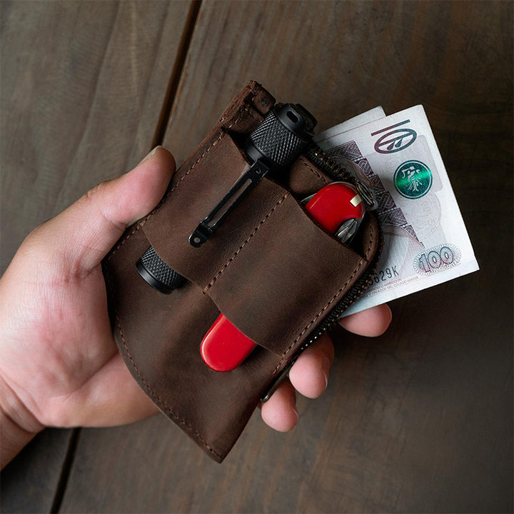 Compact Zippered Leather Cardholder Wallet Kalsten