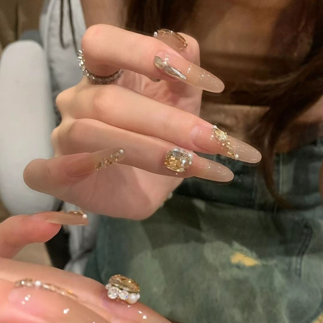 Glamorous Crystal-Embellished Press-On Nail Set Kalsten