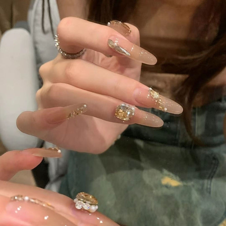 Glamorous Crystal-Embellished Press-On Nail Set Kalsten
