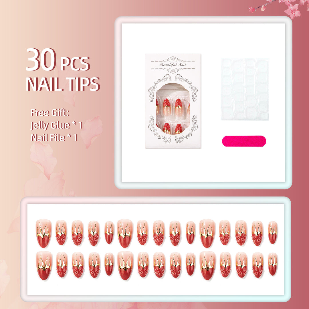 Gothic Flame Design Press-On Nails
