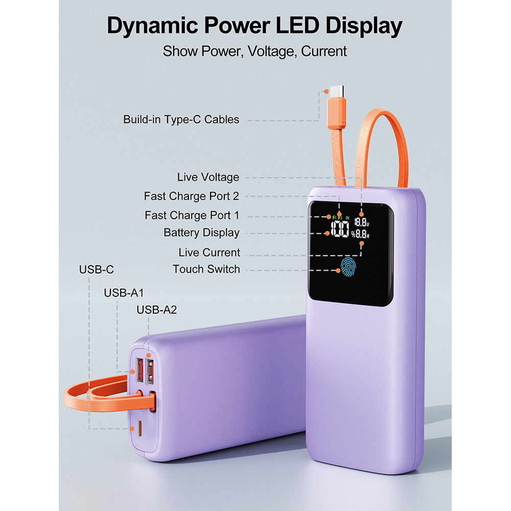 Power bank with LED display and integrated charging ports Kalsten