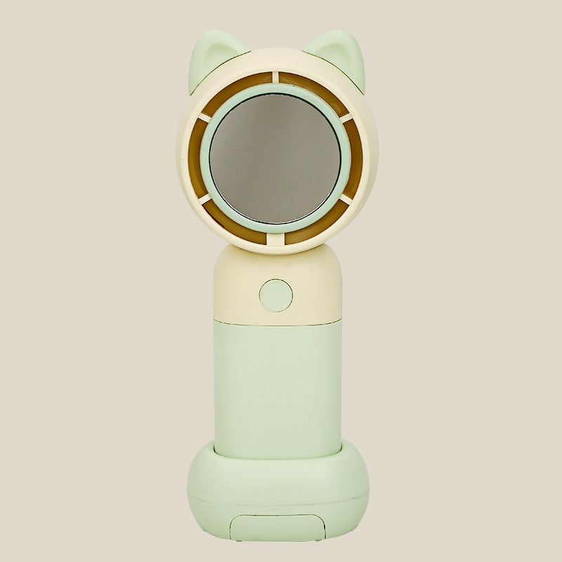 Cooling portable handheld bladeless fan with built-in mirror and rechargeable battery dock Kalsten