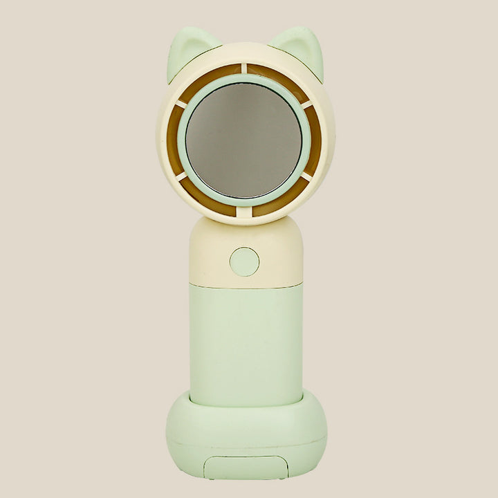 Cooling portable handheld bladeless fan with built-in mirror and rechargeable battery dock Kalsten