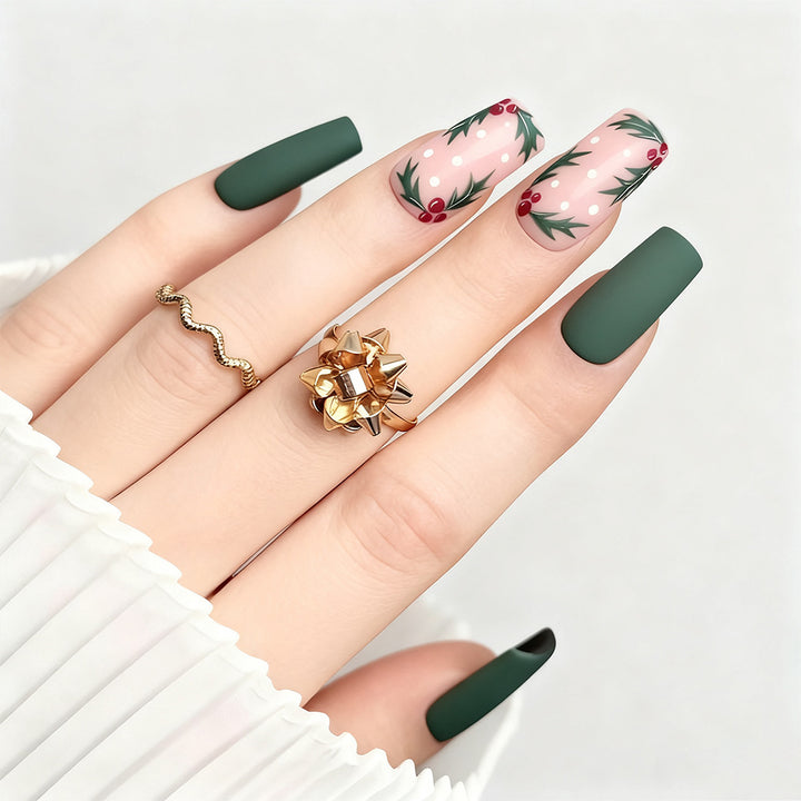 Artificial Nail Set with Colorful Flower Patterns Kalsten