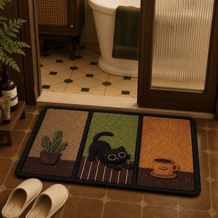 Artistic Cat-Themed Entrance Mat for Home Entryway
