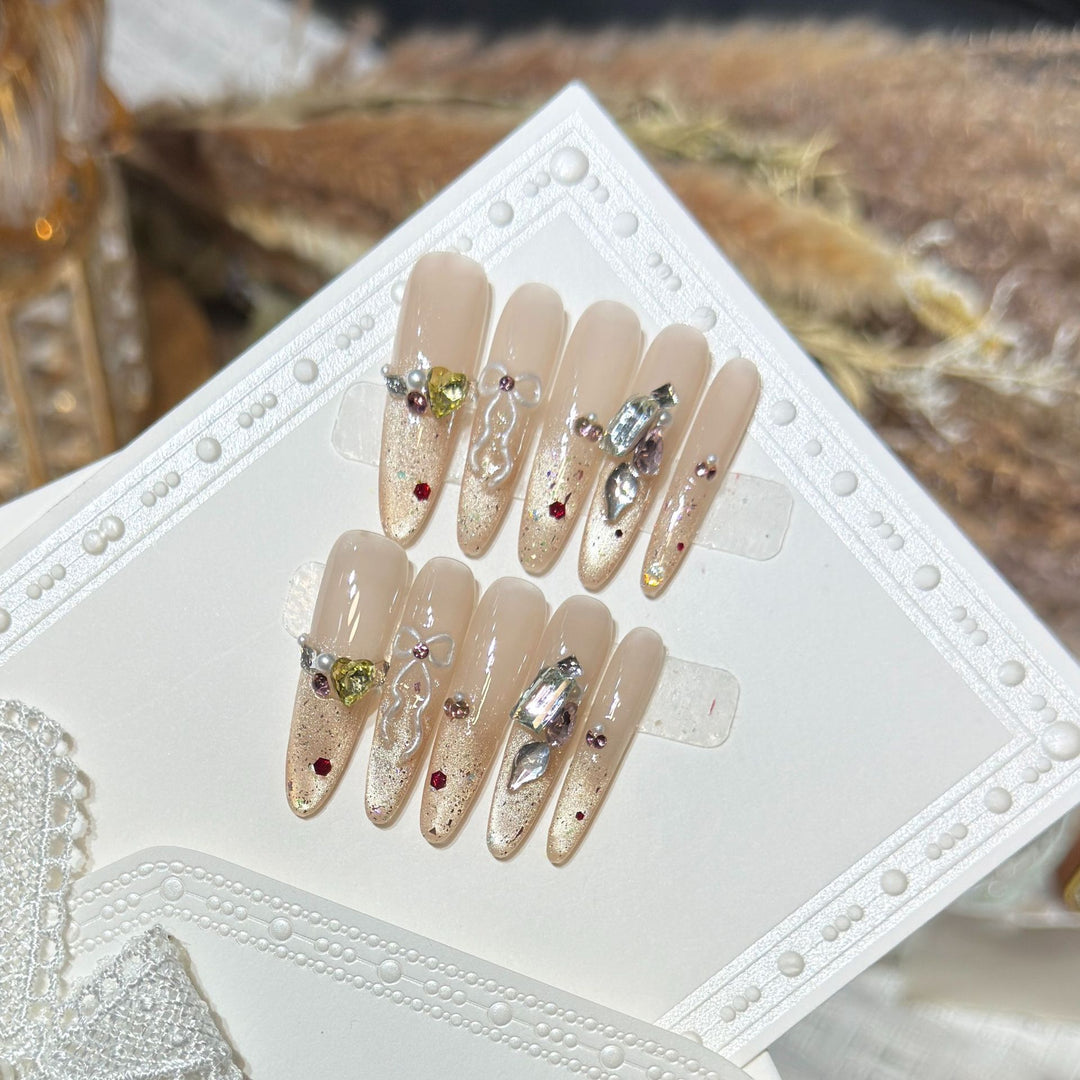 Decorative Stiletto Nail Art Set with Gem Accents Kalsten