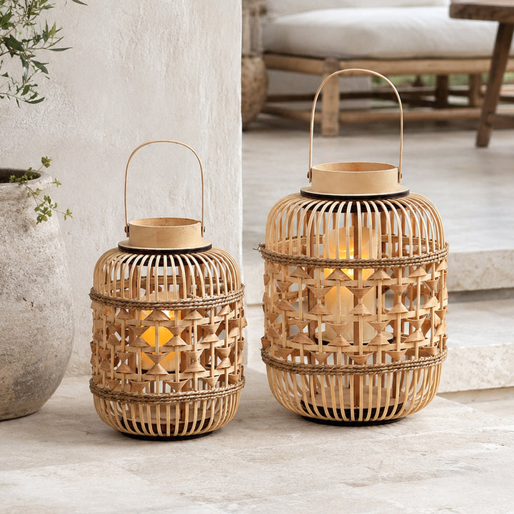Decorative Lantern made of woven bamboo Kalsten