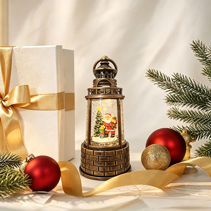 Nostalgic snow lantern with moving snowman scene Kalsten