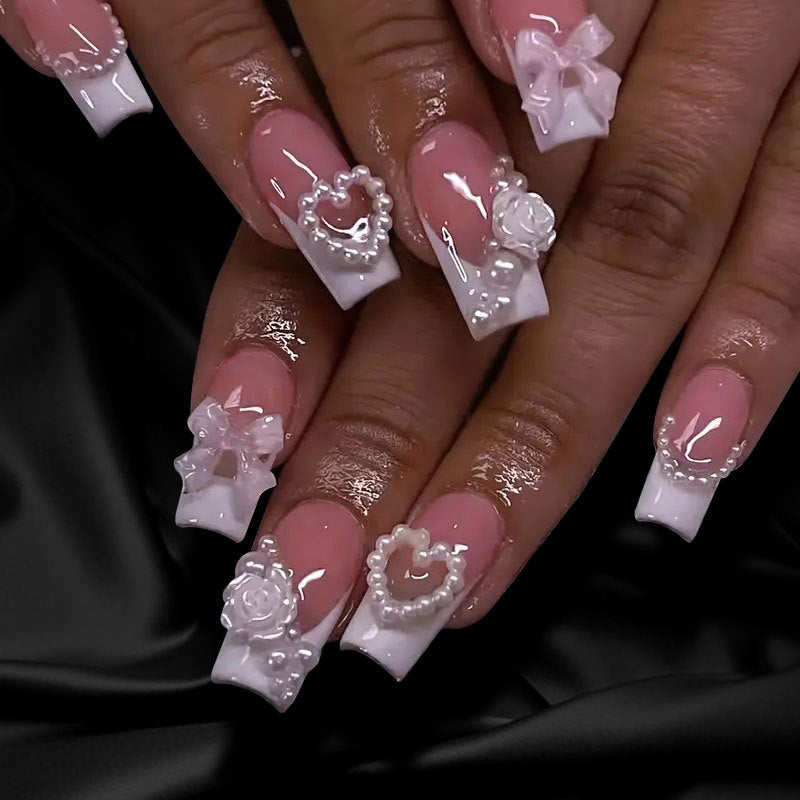 Exquisite 3D Floral and Gem-Embellished Nail Art Extensions Kalsten