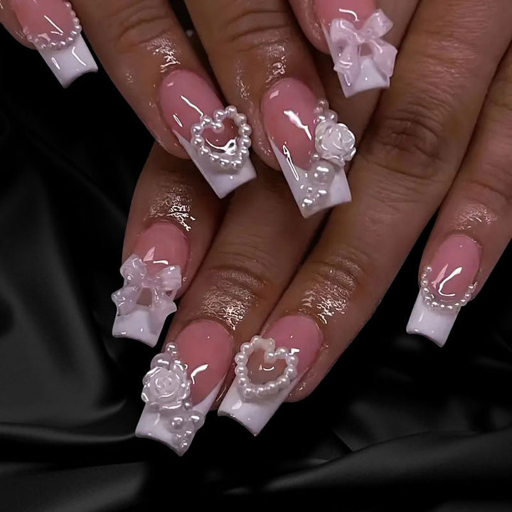 Exquisite 3D Floral and Gem-Embellished Nail Art Extensions Kalsten