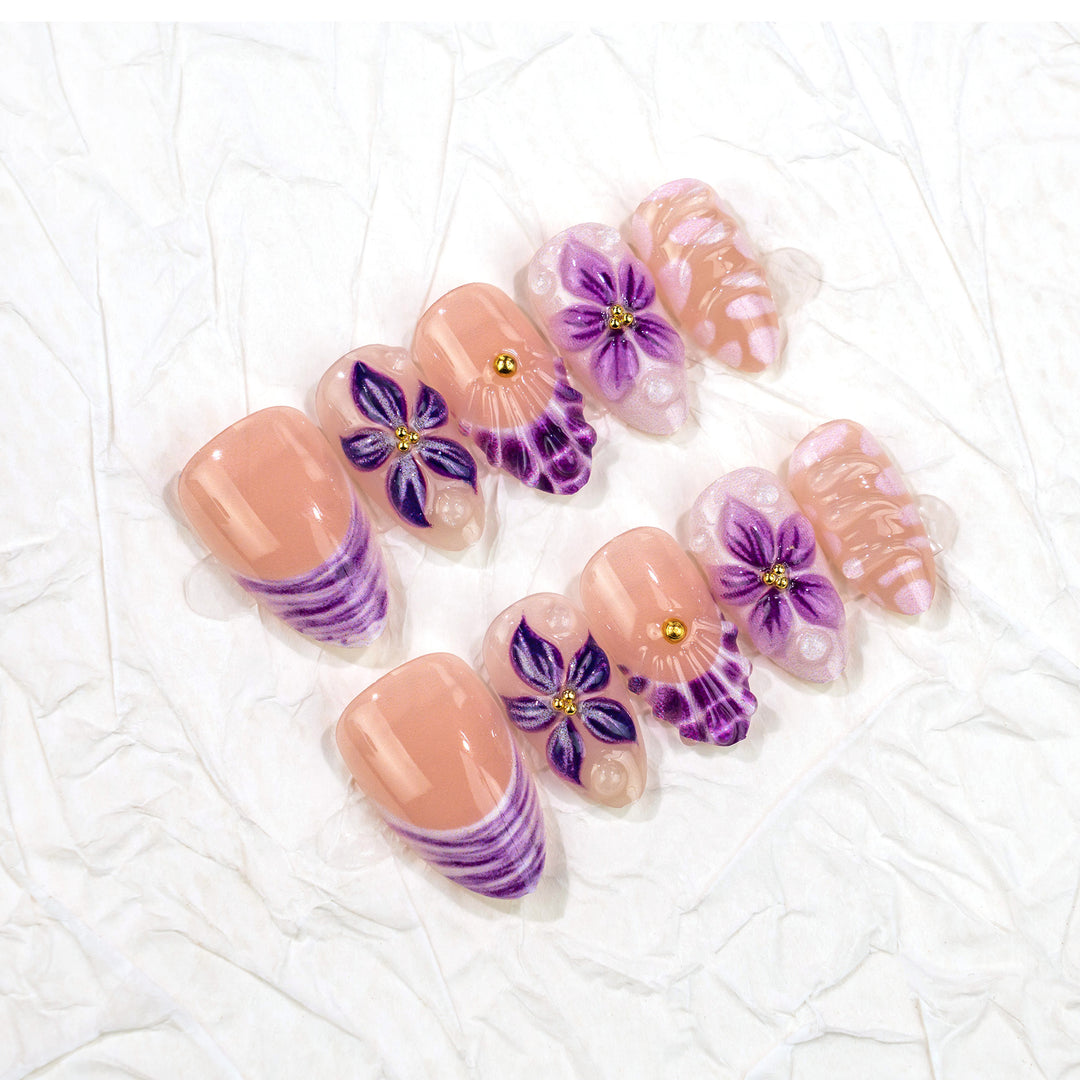 Floral Design Press-On Nail Art Set Kalsten