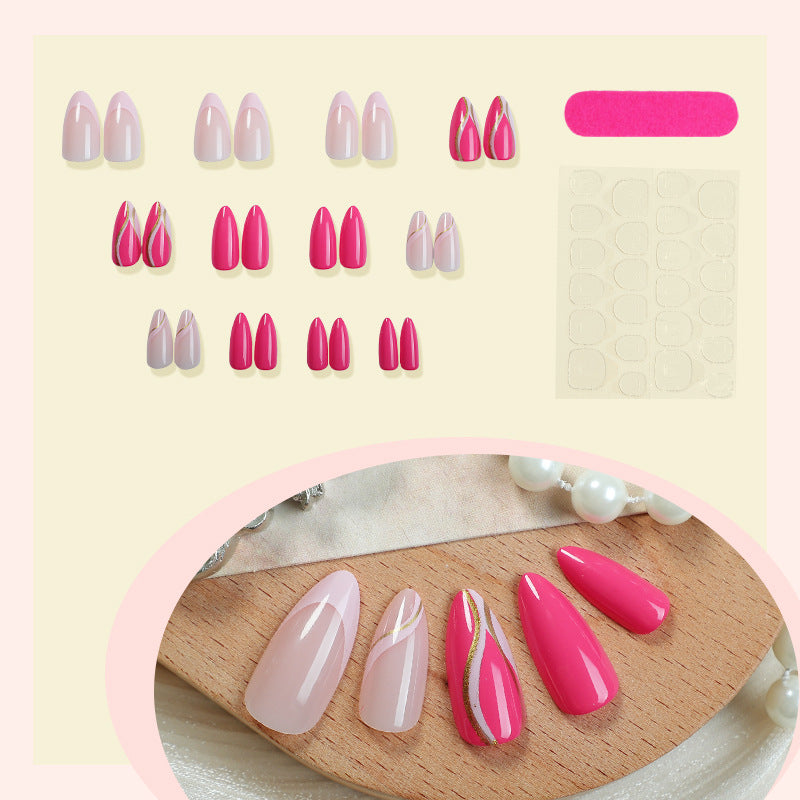 Elegant Press-On Nail Art Set with Artistic Gradient Design Kalsten