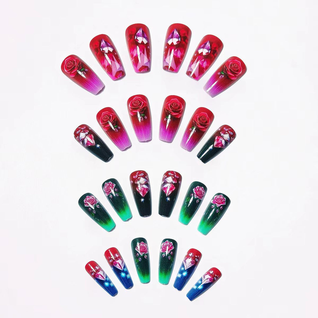 Artificial nails with floral and glittering accents Kalsten