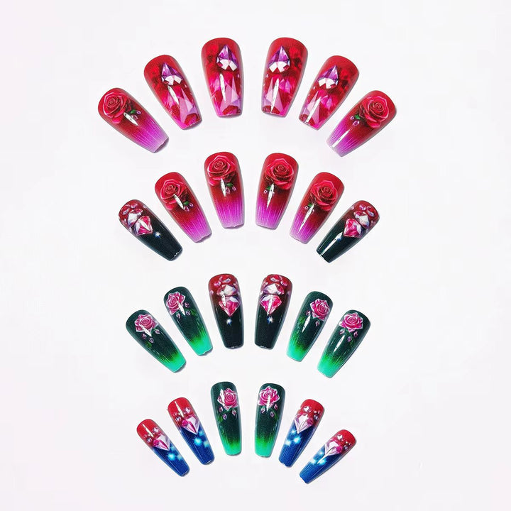 Artificial nails with floral and glittering accents Kalsten