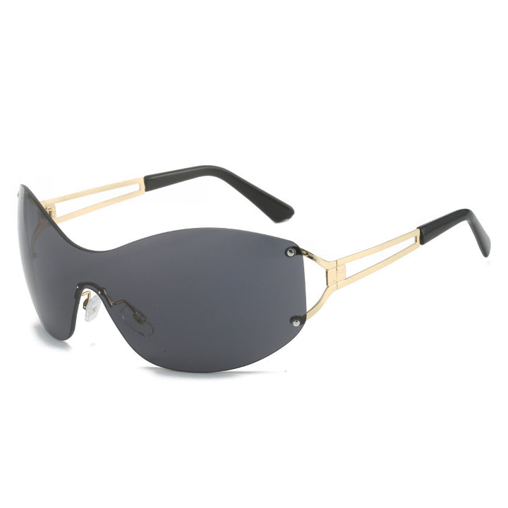Futuristic Ultra-Wrap Sunglasses with Metallic Accents Kalsten