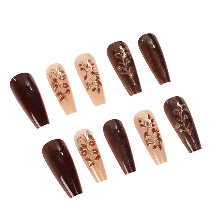 Artificial nails with elegant floral decorations Kalsten