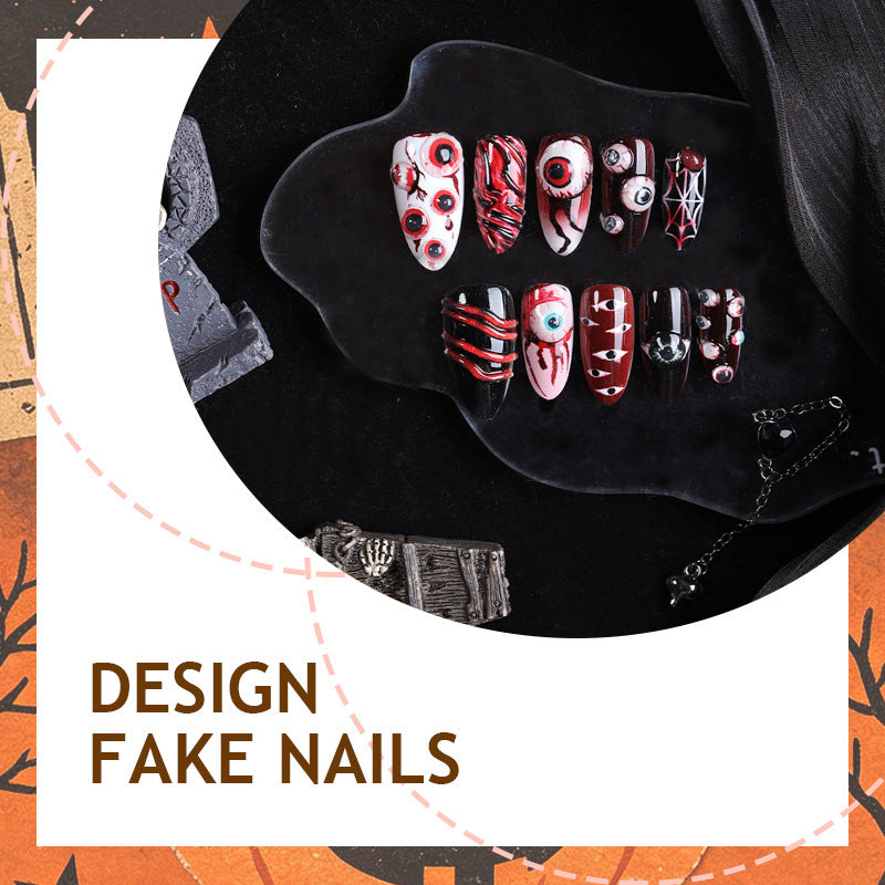 Creative Pastel Nail Set with Creepy Designs Kalsten
