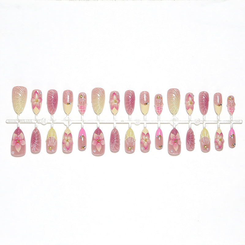 Artificial nail set with floral 3D decorations Kalsten